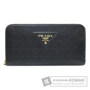 Prada Round Zip Crocodile Long Wallet Calfskin Leather